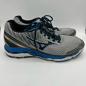 Men's MIZUNO WAVE PARADOX 2 Premium Running Shoes Silver Blue Sz 10.5 J1GC154009